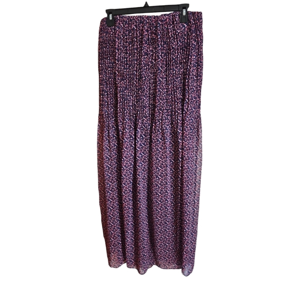 BCBGeneration Medium Purple Floral Pleated Maxi Skirt Boho Retro Cottagecore Y2K - Picture 2 of 5